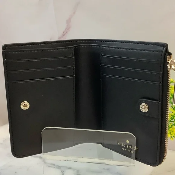 NWT Kate Spade Small Zipper Black and Gray Wallet - Picture 5 of 8